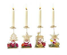 ILOVE DIY 1Pcs Bougeoir Noel Centre de Table Decoration Père Noël Sapin Étoile Wapiti Or Plaque