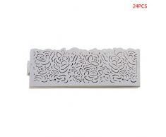 FXCO Lot de 24 photophores en Papier découpés Floraux, Papier, argenté