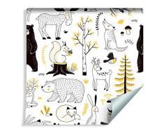 Muralo Papier Peint Enfant - Animaux de la forêt Vinyle Écosystème Plantes Forêt - 1138575161