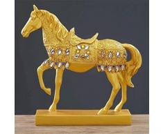 YUELI Statue Sculpture Artisanat Statuette Moderne Creative Résine Doré/Argent Marche Cheval Figurine Statue Sculpture Animale Bureau À Domicile Décoration De Bureau Cadeau, Or
