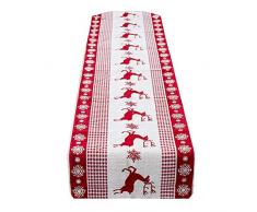 De feuilles Noël Nappe de Table Rectangulaire Motif Imprimé pour Décoration Maison Jardin 35 X 170 CM Rouge Blanc Taille unique