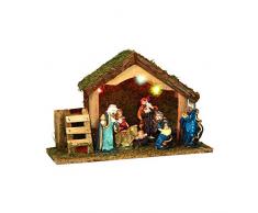 3 en 1 Ensemble de Noël : 1 crèche lumineuse + ses 8 santons + 1 Eclairage led