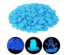 Ulikey 200 Pcs Pierre Lumineuse, Galet Lumineux Cailloux Artificiels Pierres Décoratives dans la Nuit pour Jardin Extérieur Aquarium Passerelles Piscine Chemin Pelouse Cour (Bleu)
