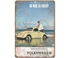 Shunry Volkswagen Paris France Vintage Plaque Affiche Étain Métal Mur Signe Rétro Décoration pour Bar Café Garage Gaz Station Accueil Club