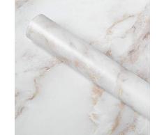 Homein Papier Adhésif pour Meuble Armoire, Papier Peint Autocollant pour Placard,Tiroir,Sticker Marbre pour Porte Tableau Blanc Jade Taille 30 * 200cm