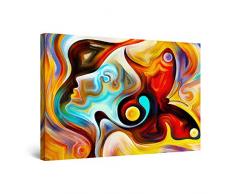 Startonight Impression sur Toile Peinture Visage Coloré de Femme Simona, Tableau Abstrait Encadrée - Decoration Murale Salon Moderne - Image sur Toile - 80 x 120 cm