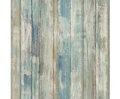 Papier Adhesif pour Meuble Bois Bleu 45cm x 2m Papier Peint Mural Style Moderne Stickers Cuisine Autocollant Mur Décoratif Imperméable Vinyle Chambre Counter Comptoir Armoires