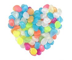 HQdeal 100 Pcs Pierre Lumineuse Galet Lumineux Cailloux Gravier Jardin Exterieur Pierres Décoratives dans la Nuit pour Jardin Extérieur Aquarium Passerelles Piscine Chemin Pelouse Cour