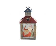 VOSAREA Lanterne Bougeoir de Noël Vintage Motif Père Noël Sapin de Noel Décoration de Table Noël