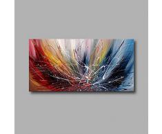 HIMAmonkey 100% Tableau Peinture Huile sur Toile Moderne Art Decoration Mural Peinture Ligne Tableau Acrylique Peint à la Main avec Cadre Bois,16*32(40 * 80cm)