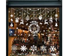 Wokkol Décoration de Noel, Stickers Fenetre Noel Deco Noel Interieur Stickers Noel Vtrine Stickers Reine des Neiges, Amovibles PVC, Rend la Maison Pleine de latmosphère de Noël(8 PCS -2 Styles)