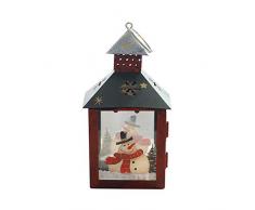 VOSAREA Lanterne Bougeoir de Noël Vintage Motif Bonhomme de Neige Sapin de Noel Décoration de Table Noël