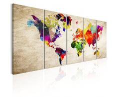 murando Impression sur Toile intissee Carte du Monde 200x80 cm Tableau 5 Parties Tableaux Decoration Murale Photo Image Artistique Photographie Graphique Carte du Monde Monde k-A-0235-b-m