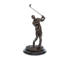 aubaho Statuette en Bronze - Golfeur Club en Main - Socle en marbre