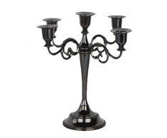 Fablcrew Bougeoir Chandelier 5 Branches en Métal Décoration pour Maison Hôtel Mariage Bar (Noir)