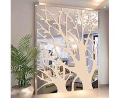 CQMYG GRAND ARBRE MIROIR AUTOCOLLANT MURAL SALON DéCORATION AUTOCOLLANT MIROIR AUTOCOLLANT MURAL BON PRODUIT ARGENT