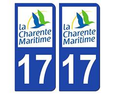 2 Autocollants plaque dimmatriculation auto 17 Charente-Maritime - Département
