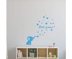 Stickers Prénom Personnalisé | Sticker Autocollant bébé éléphant - Décoration Murale Chambre Enfant | 2 Planches de 20 x 30 cm et 55 x 30 cm – Bleu Glace
