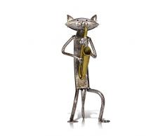 Tooarts Chat Sculpture en Métal Joue des Instruments Décoration Creative Artisanat d’Ameublement Sculpture Artisanat Créatif