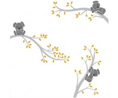 Bdecoll Autocollant mural Koala arbre---Décor moderne de nursery-pour chambre d’enfants/bébés (Grey Yellow)