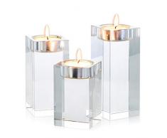 Sziqiq 1 Manchon (3 Pièces) Bougeoir en Verre De Cristal De Haute Qualité, Bougeoir en Cristal pour Le Dîner Romantique, Carré
