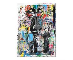 ZSLMX Pop Art Moderne Toile De Peinture Charlie Chaplin Coloré Banksy Graffiti Art Prints Peinture à lhuile denfant Affiches Murales Modernes DéCor De Chambre denfants pour La Maison,40x60cm