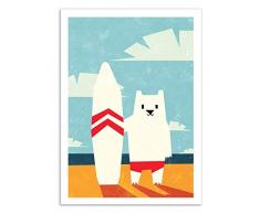 WALL EDITIONS Art-Poster - Surf - Yetiland - Format : 50 x 70 cm