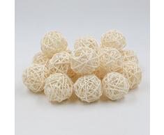 Zhi Jin Lot de 20 boules rotin Osier Naturel Desk fête de mariage à suspendre Bird jouet Boule de Noël décoratifs 5 cm