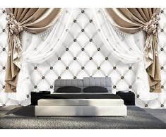 Papier Peint 3d Trompe L'oeil moderne rideaux brun 415cmX254cm