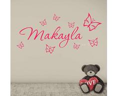 Papillon Filles Personnalisé Prénom Art Mural Autocollant