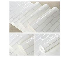 TJLMCORP Papier peint adhésif étanche motif brique blanche, blanc, 53cmx 300cm