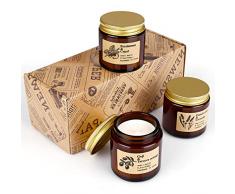 Albrillo Bougies Parfumées, 20 Heures de Durée 100g Chaque Pot, Parfait pour Noël Valentin Anniversaire Mariage, Fait de la Cire de Soja Naturelle et Huile Essentielle - 3 Pièces