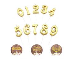 YFOX Bougie danniversaire numéro 10 et 3 Cartes de décoration de fête danniversaire pour décorer Votre fête