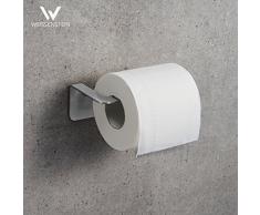 WEISSENSTEIN Porte-papier hygiénique Adhésif mural - Porte-rouleau papier toilette adhésif en acier inoxydable argent Autocollant - Sans Perçage