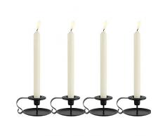 GoMaihe Bougeoirs Détenteur 4 Pcs, Chandelier Vintage en Fer Forge avec Poignée et Plateau Retro Candélabres Decoration Table pour Saint Valentin De Noël Halloween Mariage Cérémonie Anniversaire, Noir