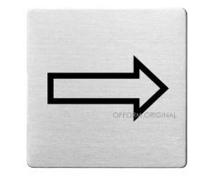 OFFORM Plaque de porte en acier inox brossé, pictogramme "Direction / Flèche", 85x85 mm No.8918