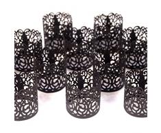 Frux Home and Yard 48 Noir Décoratifs Bougie Lumière Wrap Bougeoirs - Photophore pour Chauffe-Plat à LED Votive Bougies (Non Inclus) pour Les Fêtes, Anniversaires Et Jours Fériés