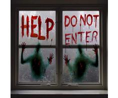 Angshop Lot de 2 affiches géantes pour fenêtre sanglante Halloween Décoration de fête pour maisons hantées, Halloween