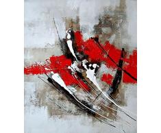 ETA-BL Tableau Abstrait Rouge et Gris 100% Peint à la Main. Peinture à lhuile sur Toile. Livré sur Châssis. Dimensions 60 X 90 cm. Tableau Abstrait signé. Décoration Murale Moderne et contemporaine.