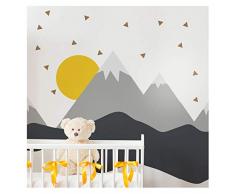 Stickers muraux enfants - Decoration chambre bébé - Stickers muraux enfant - Sticker mural scandinave - Autocollant mural géant montagnes scandinaves nordika - H120 x L270 cm
