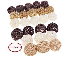 P Prettyia 25 Pièces Boules en Rotin Osier Maison de Noël Artisanat Décoratif
