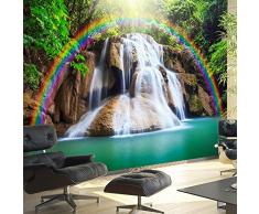 murando – Papier peint intissé 150x105 cm – Papier peint – Trompe l oeil – Tableaux muraux déco XXL – nature paysage cascade arc en ciel c-C-0007-a-b