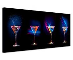 DECLINA Tableau Design Home Moderne Les Verres à Cocktail - Impression sur Toile décoration Murale - Déco Maison, Cuisine, Salon, Chambre Adulte - Multicouleur 100x50 cm