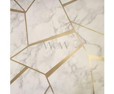 Fine Decor FD42265 Papier peint avec motif de géométrie fractale effet marbre Doré et blanc