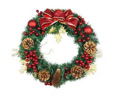 Bageek Couronne de Noel 30 CM Couronne Décoration Guirlande de Noël Artificielles Fait à Main, Couronne de Fleurs Idéal Déco Noël pour Votre Porte, Mur ou Fenêtre, Cheminée Murale