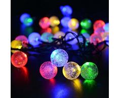 lederTEK Guirlande lumineuse solaire en forme de boule de cristal 6m de long 30 LEDs lampe solaire de 2 modes Lampe Noël décorative pour extérieure, jardin, maison, mariage, terrasse (Multi-couleur)