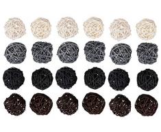 Juvale Pack de 24 boules multicolores en rotin – Boules décoratives pour sapin de Noël, décorations de maison, 4 couleurs au choix, 4,8 x 4,6 x 4,6 cm
