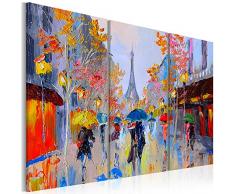 murando – Impression sur toile 120x80 cm 3 pieces - Image sur toile - Images - Photo - Tableau - motif moderne - Décoration - tendu sur chassis - ville Paris City tour Eiffel France - comme peint d-B-0064-b-e