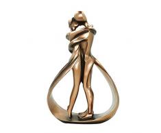 Aoneky Figurine Couple en Résine 16.5×28cm - Statuette Amour Affectueux -Sculpture Décorative pour Salon, Maison - Cadeau danniversaire, Mariage (Doré)