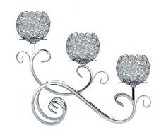 Zaoyun Bougeoir en Cristal Chandeliers Bol Rond Simple - pour Décoration de Table Mariage, Cadeau Femme Belle Mere Anniversaire (Silver Style A)